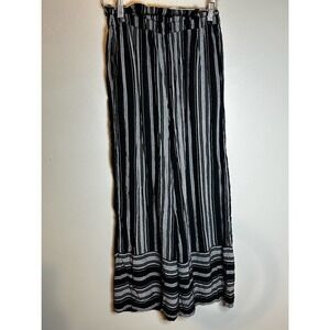 Black & White Striped Palzzo Wide Leg Pants - Size Small